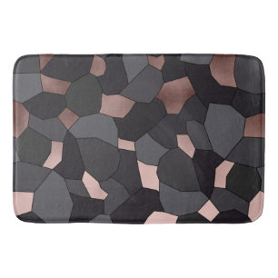Tapis De Bain Mosaïque grise et noire d'or rose élégant élé