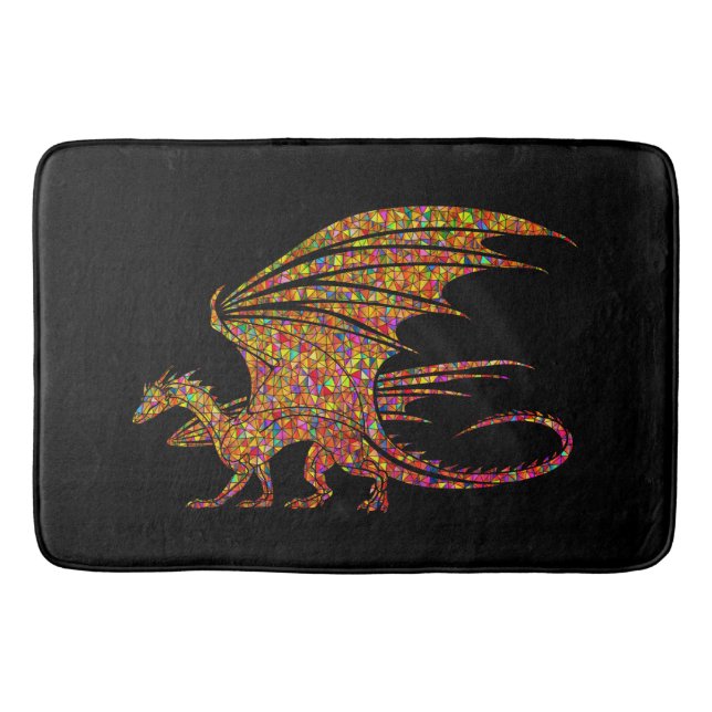 Tapis De Bain Mosaïque Incroyable Dragon Rustique sur Fond Noir (Devant)