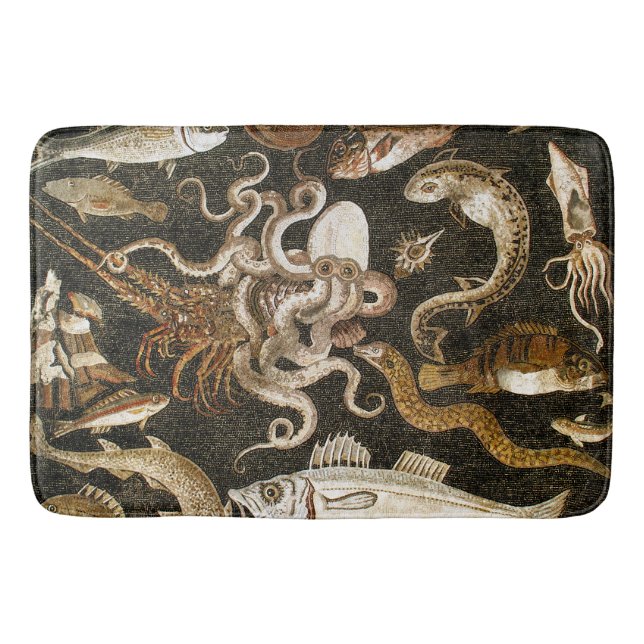 Tapis De Bain Mosaïque romaine antique Pompéi Sea Life Mosaïque  (Devant)