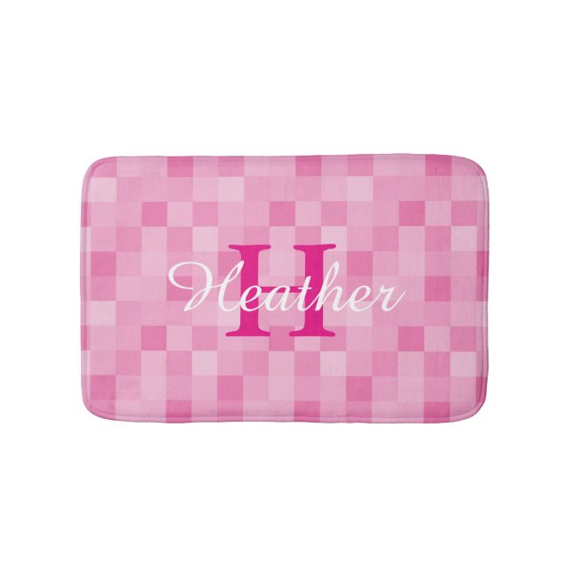 Tapis De Bain Mosaïque rose monogramme carreaux motif (Devant)
