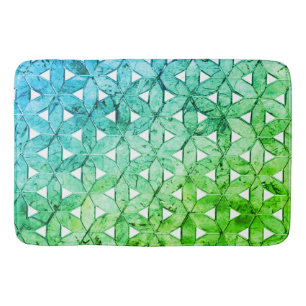 Tapis De Bain Mosaïque verte aquamarine fleur de vie