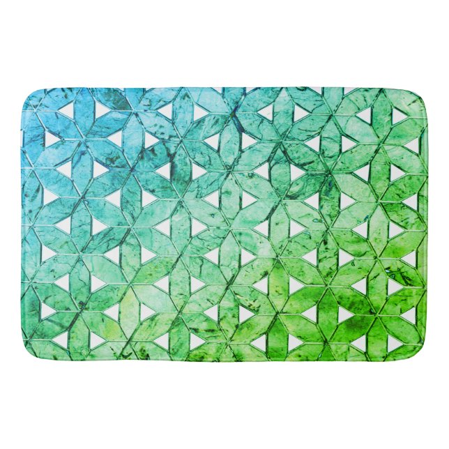 Tapis De Bain Mosaïque verte aquamarine | fleur de vie (Devant)