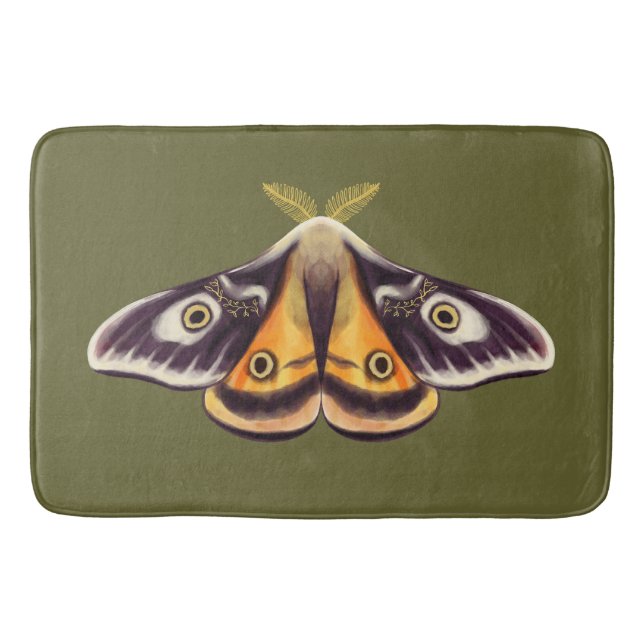 Tapis De Bain Moth Insect Art Goblincore Saturnia Witchy Green (Devant)
