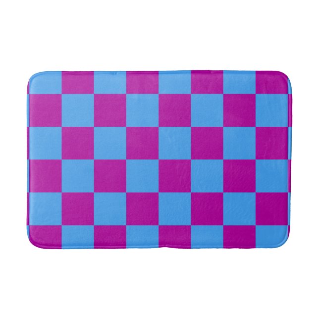 Tapis De Bain Motif à carreaux à damier bleu violet (Devant)