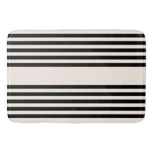 Tapis De Bain Motif à cinq bandes noir et beige