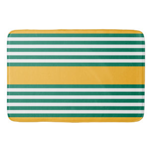 Tapis De Bain Motif à cinq bandes vert et blanc avec jaune