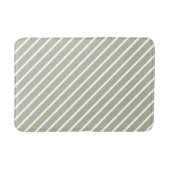 Tapis De Bain Motif à cinq bandes vert et blanc olive (Devant)