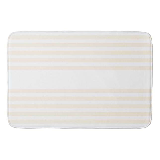 Tapis De Bain Motif à cinq rayures beige et blanc (Devant)