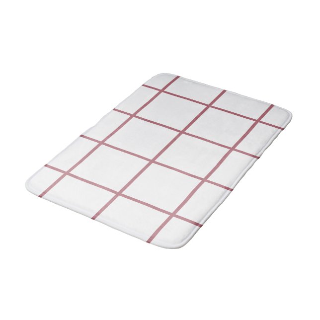 Tapis De Bain Motif À damiers d'or Rose blanche (Angle)