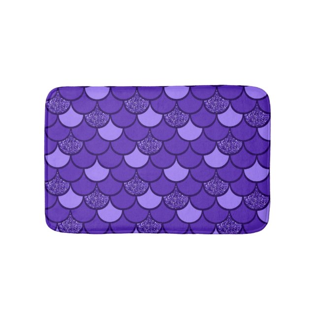 Tapis De Bain Motif à échelle de poisson pourpre avec effet part (Devant)