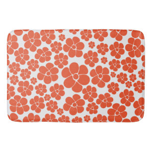 Tapis De Bain Motif à fleurs - Orange et Blanc