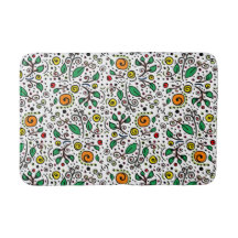 Motif à fleurs orange Swirl Berry sur blanc -
