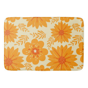 Tapis De Bain Motif à fleurs orange Vintage rétro du milieu du s