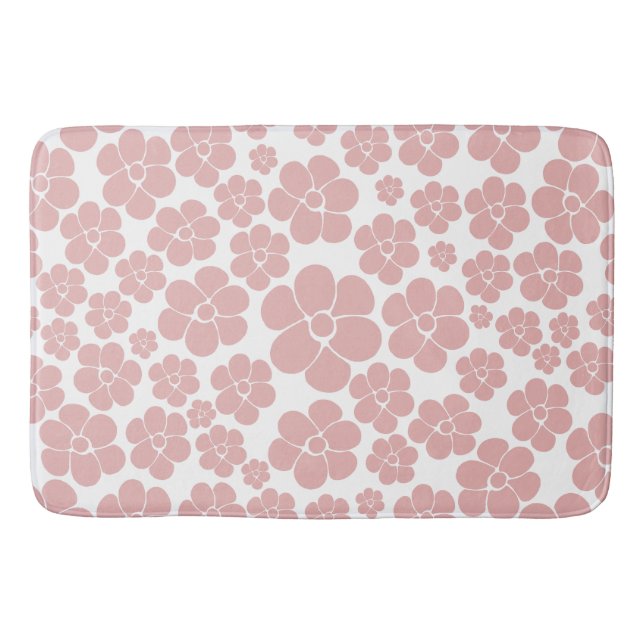 Tapis De Bain Motif à fleurs - rose et blanc (Devant)
