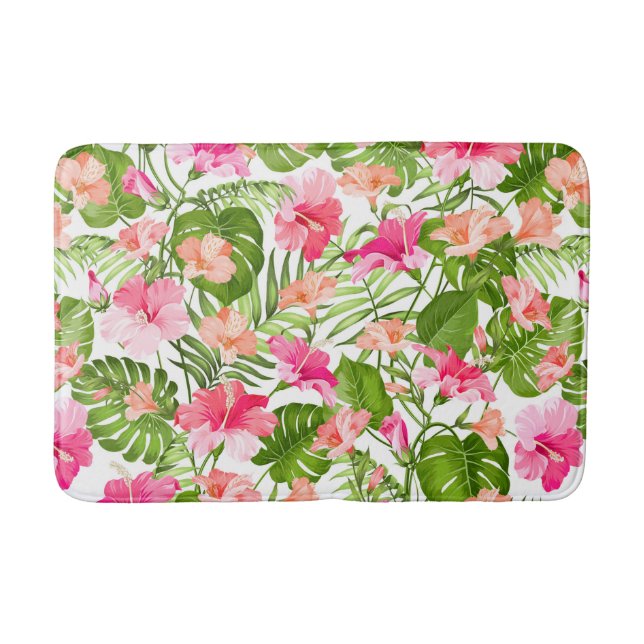 Tapis De Bain Motif à hibiscus palm monstère tropicale (Devant)