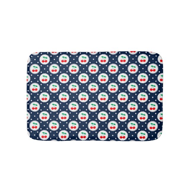 Tapis De Bain Motif à points cerise – Cadeau et décoration rétro (Devant)