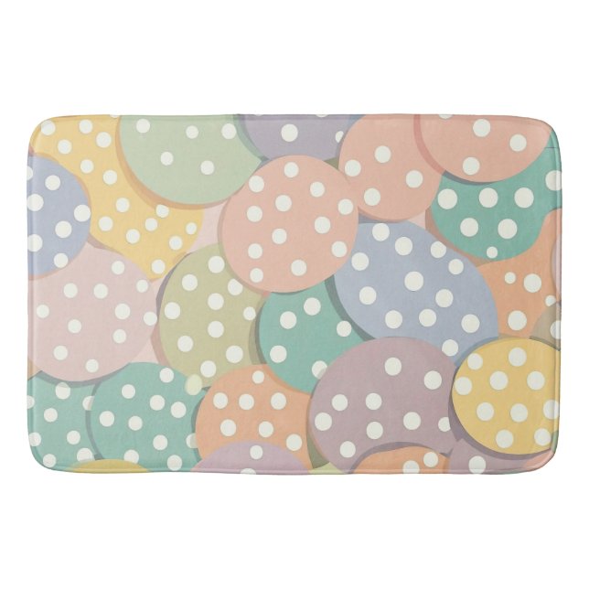 Tapis De Bain Motif à points Polka sans couleur pastel (Devant)