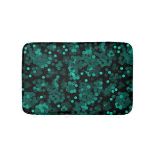 Tapis De Bain Motif à pois vert turquoise sur noir