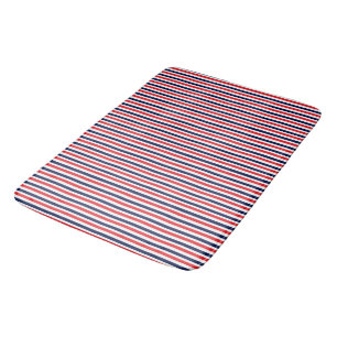 Tapis De Bain Motif à rayures rouge, bleu et blanc