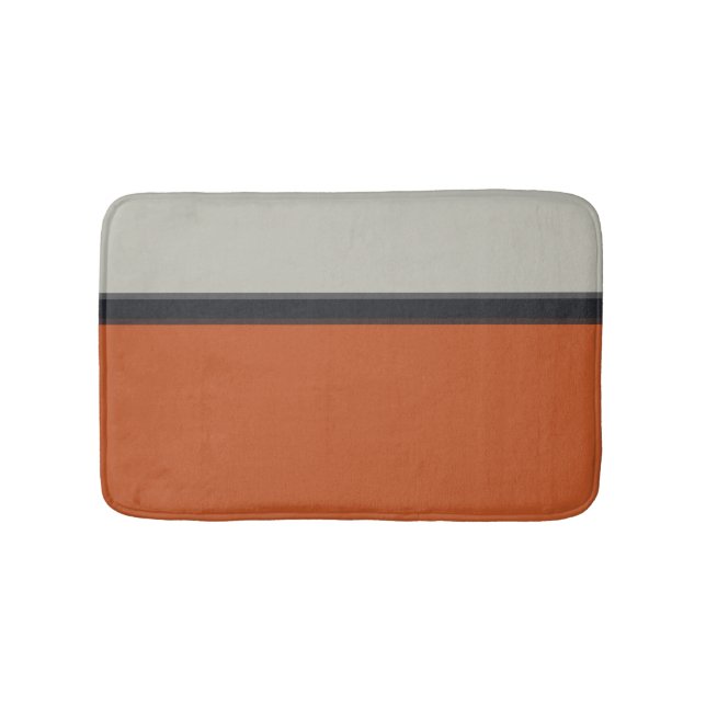 Tapis De Bain Motif à rayures rouges orange de la marine argenté (Devant)