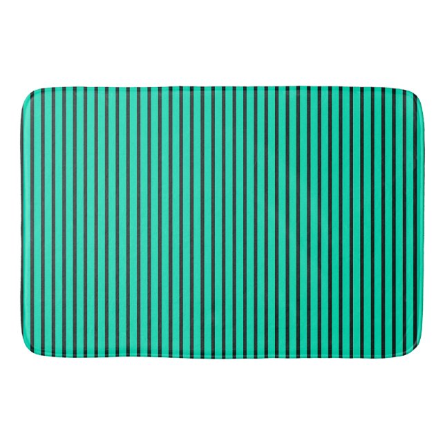 Tapis De Bain Motif à rayures verticales sarcelle (Devant)