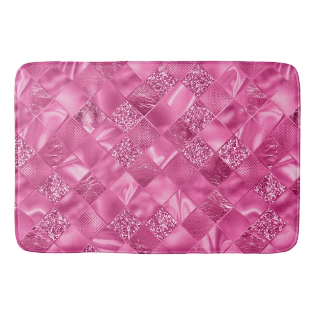 Tapis De Bain Motif à tissage Carré rose chaud (Devant)