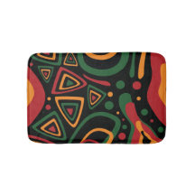 Motif Abstrait de Formes Tribales en Rouge, Or, Ve