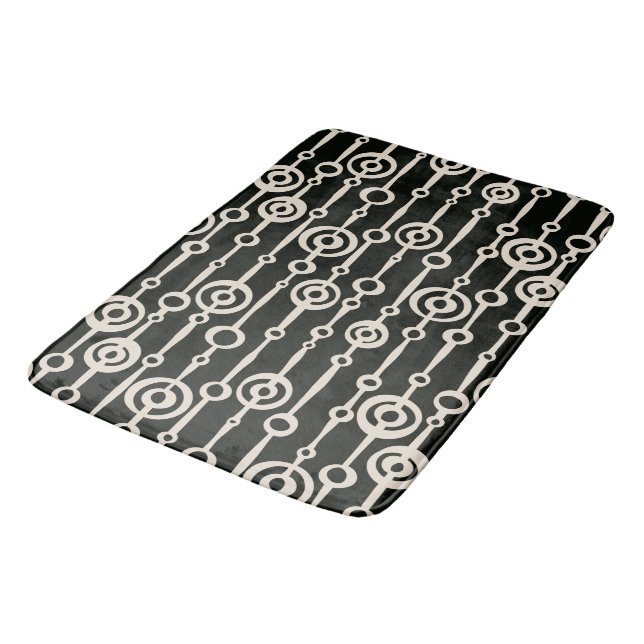 Tapis De Bain Motif abstrait élégant noir et blanc (Angle)