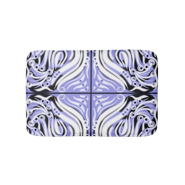 Tapis De Bain Motif Abstrait mauve noir blanc (Devant)