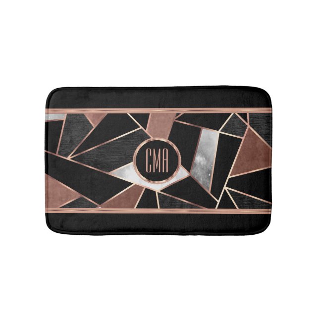 Tapis De Bain Motif Abstrait Monogram Rose Gold (Devant)