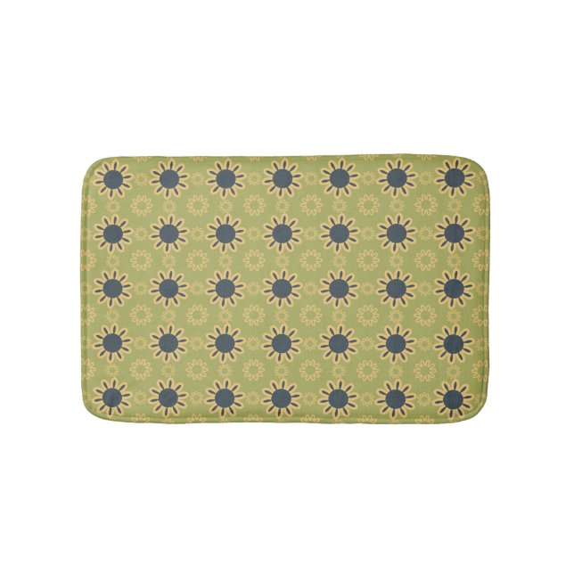 Tapis De Bain Motif Abstrait noir et jaune rétro (Devant)