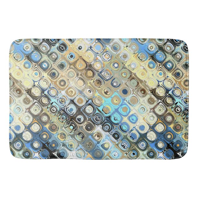 Tapis De Bain Motif Abstrait Or Et Bleu (Devant)