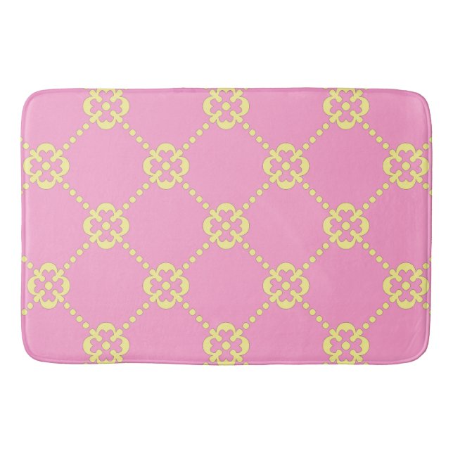 Tapis De Bain Motif abstrait rose et jaune (Devant)