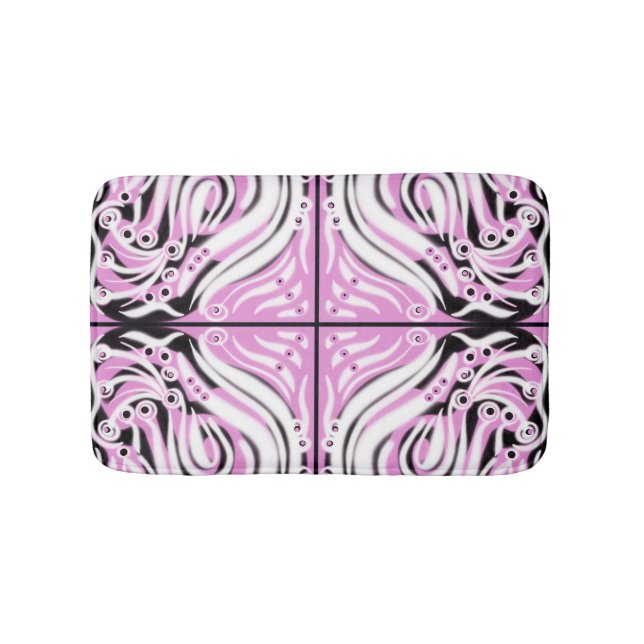Tapis De Bain Motif Abstrait rose noir (Devant)