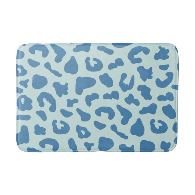 Tapis De Bain Motif animal Empreinte de léopard élégant en bleu (Devant)