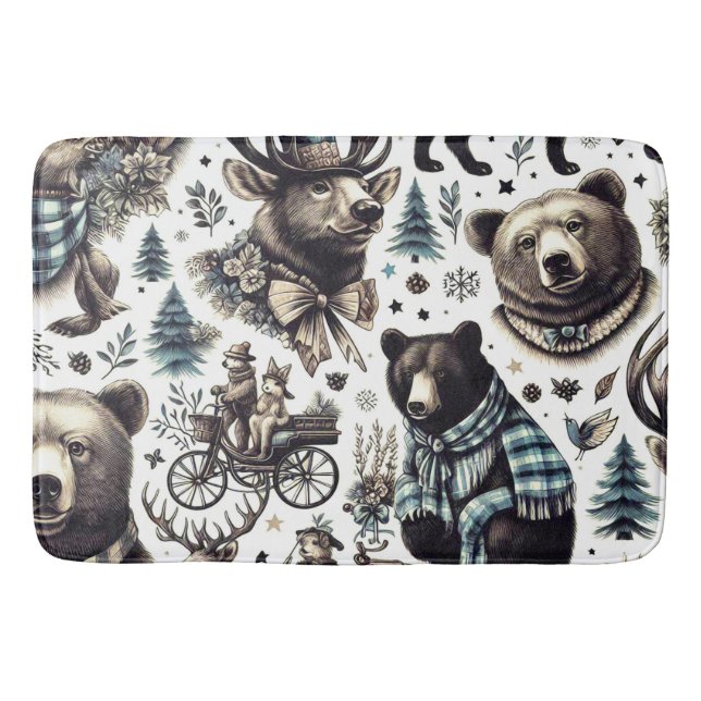 Tapis De Bain Motif Animaux d'hiver vintages (Devant)