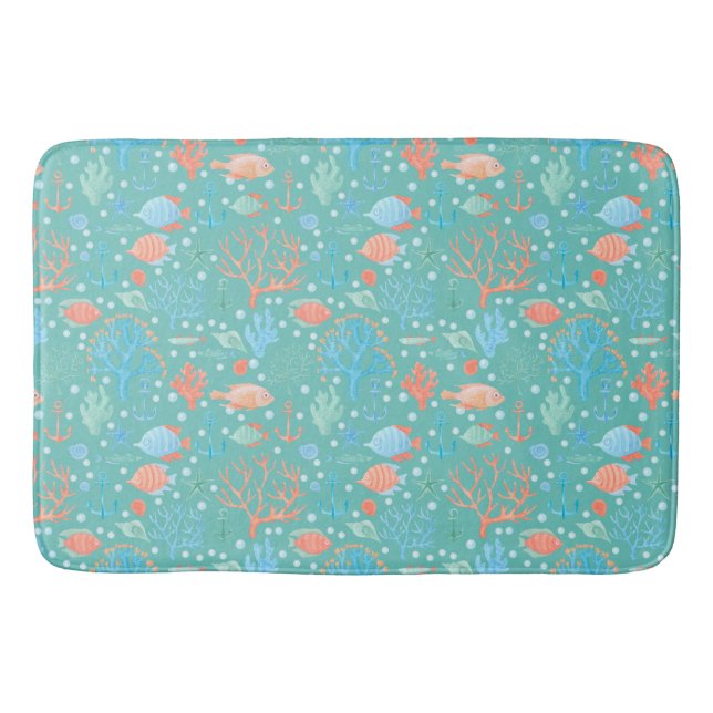 Tapis De Bain Motif aquarelle sous la mer (Devant)