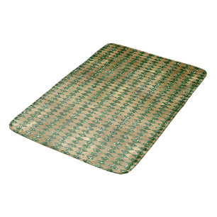 Tapis De Bain Motif Argyle Vert Émeraude et Or