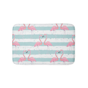 Tapis De Bain Motif Arrière - plan Exotique Flamant rose rayé