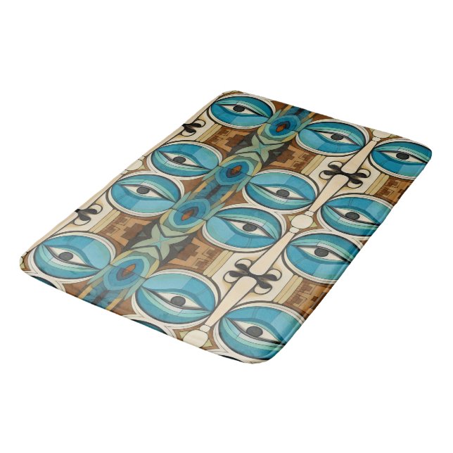 Tapis De Bain Motif Art Déco Abstrait Eyes (Angle)