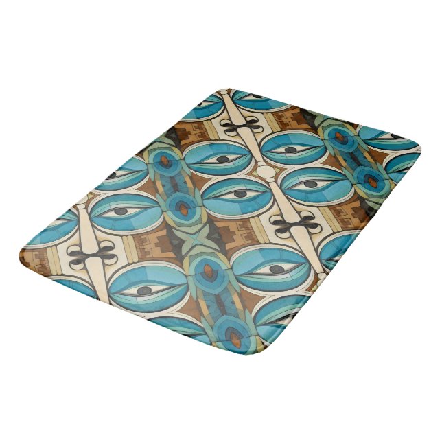 Tapis De Bain Motif Art Déco Abstrait Eyes (Angle)