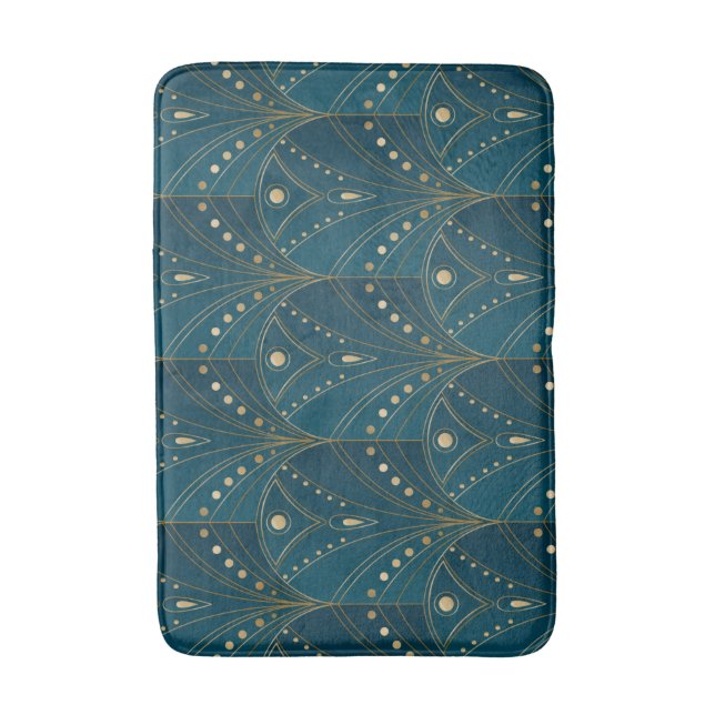 Tapis De Bain Motif Art Déco avec formes géométriques dorées (Devant (Vertical))