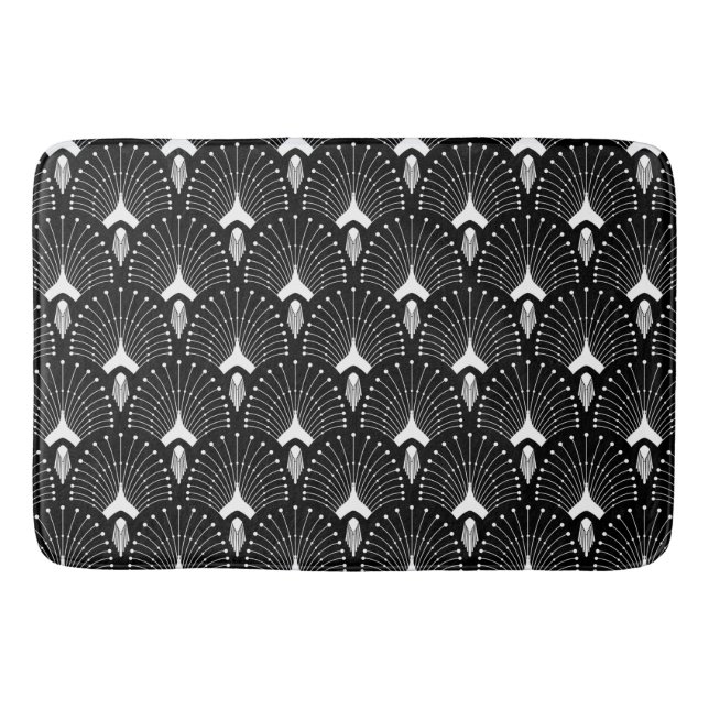 Tapis De Bain Motif art déco blanc et noir (Devant)