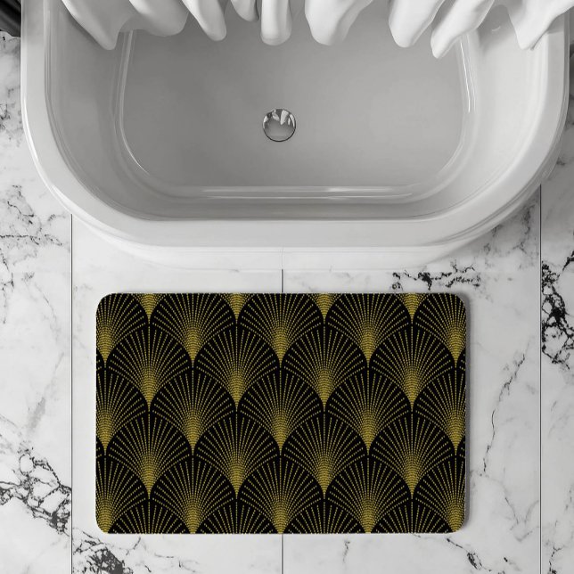 Tapis De Bain Motif Art déco doré avec monogramme (Créateur téléchargé)