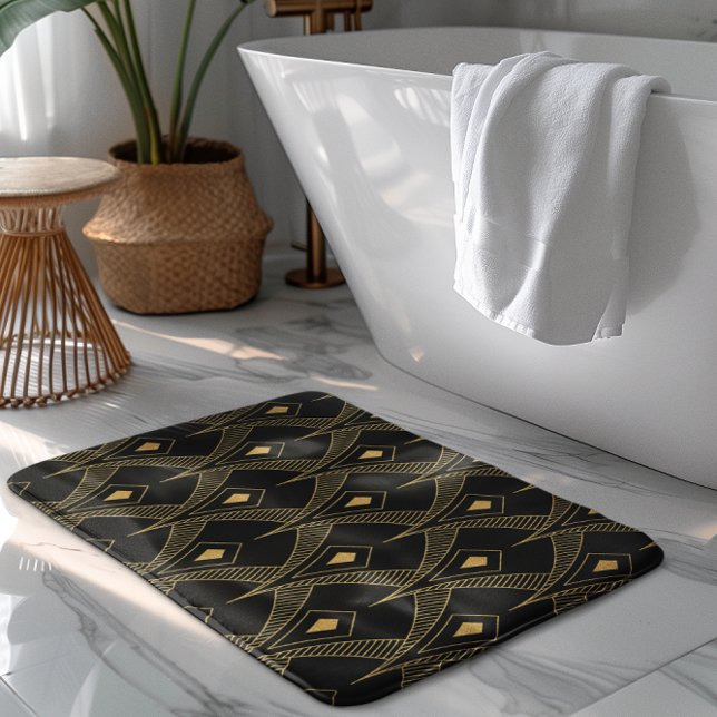 Tapis De Bain Motif art déco noir et or (Créateur téléchargé)