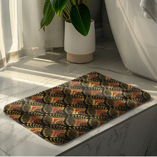 Tapis De Bain Motif Art déco or et rouge