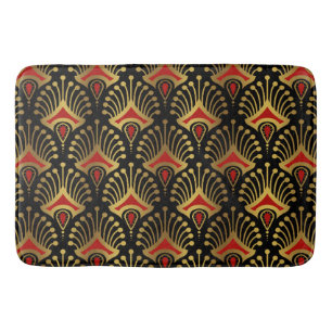 Tapis De Bain Motif Art déco or et rouge