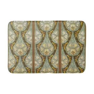 Tapis De Bain Motif Art Nouveau de lys et d'insecte vert sauge