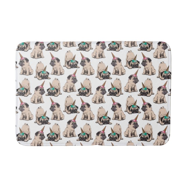 Tapis De Bain Motif aspirant de licorne des carlins | de chiot (Devant)