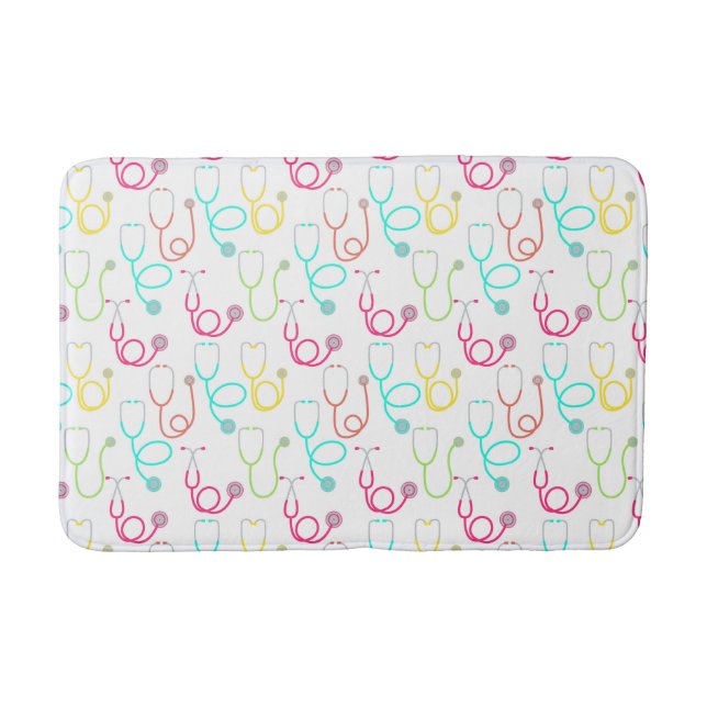 Tapis De Bain Motif au néon de stéthoscope (Devant)